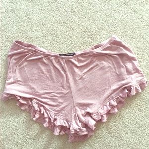 Baby pink brandy melvile ruffle shorts